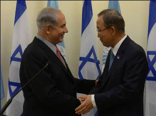 Prime Minister Benjamin Netanyahu with UN Secretary General Ban Ki-moon in Jerusalem